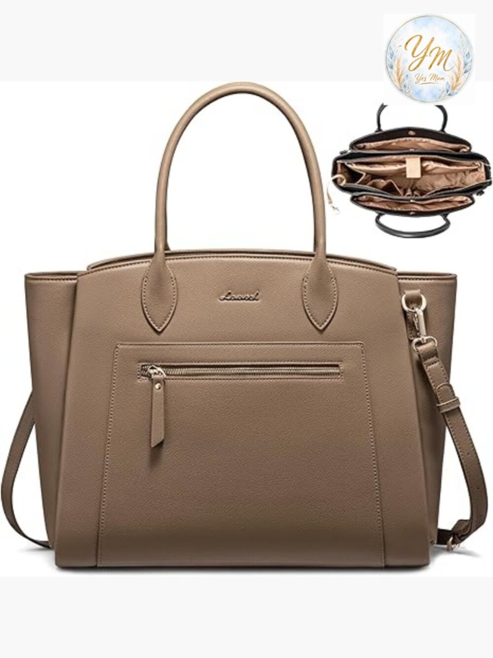 Vegan Leather Laptop Tote Bag for Women 15.6 inch Work Briefcase with Multiple